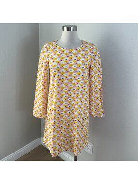 NEW Compania Fantastica Womens Small Shift Dress Cute Eyelash Print Long Sleeve